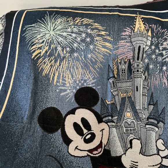 Disney Magic Kingdom Tapestry Woven Throw Blanket Mickey Castle Fireworks 46x56 - Picture 2 of 10